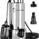 Lanchez 1.6 HP Stainless Steel Sump Pump Submersible with Automatic Float Switch, 5500GPH Clean/Dirty Transfer Water Pump with 25FT Cord for Swimming Pool Garden Basement Tub Pond Draining