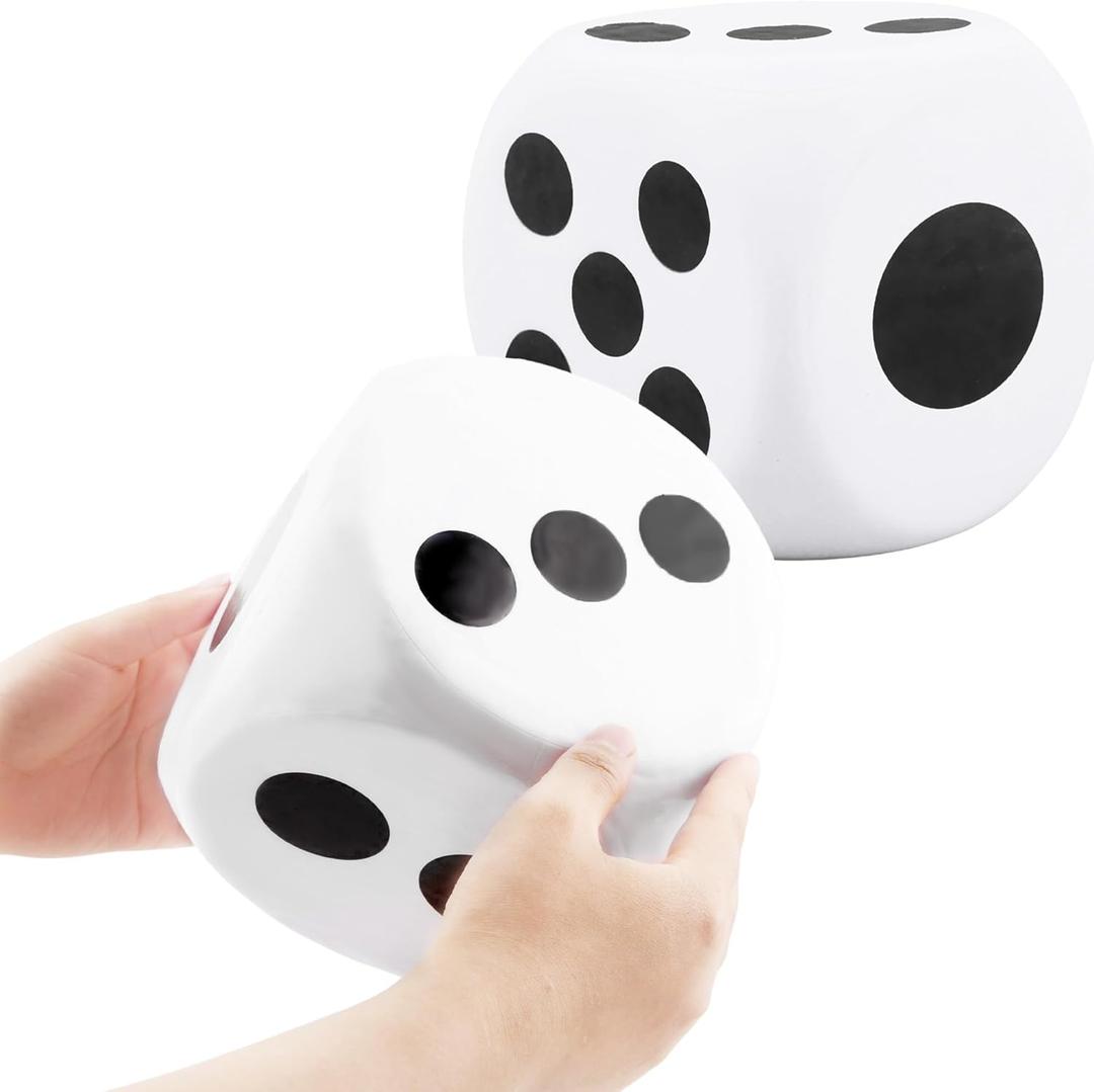2 Pieces 6 Inches Large Foam Dice Set Giant Foam Dice Soft Dot Dice Toy for Family Educational Toys Parent Child Board Games Nights Casino Themed Party Decoration (Color Set 1)