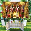 Christmas Nutcracker Banner 71x43 Inch Holiday Fireplace Scene with Tree s and Soldier Figures Backdrop for Winter Celebration Wall Decoration Indoor Festive Display