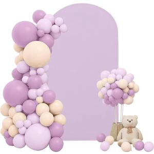 Spandex Fitted Wedding Arch Cover 6FT Round Top Stand Covers Double-Side Chiara Cover Backdrop Cover for Wedding Birthday Party Ceremony Baby Shower Decoration (Lavender)