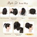 FESHFEN Claw Clip Short Ponytail Extensions - DIY Bendable Metals Fluffy Messy Bun Hair Piece Straight Synthetic Hairpieces Ponytail Extension for Women, Mix Blonde