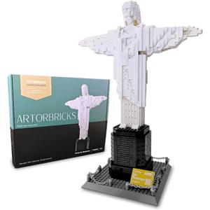 ArtorBricks Christ The Redeemer Building Set, 973 Pcs Large Scale Architecture Model Kit for Adults, Gift Idea, 7" W x 16.7" H Display Statue