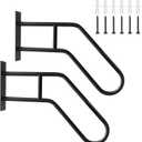 2 Pack Handrails for Outdoor Steps Stair Railing Indoor, U-Shaped Wall Mount Stair Handrails for 1-3 Steps, 22.8in Safety Grab Bars with for Elderly, Kid, Disabled, Pregnant Women Black