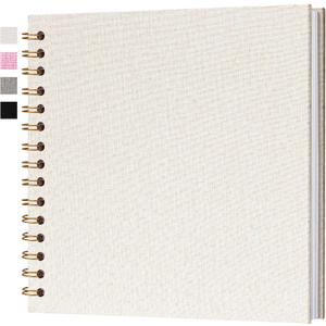 8x8 Inch Scrapbook DIY Photo Album Linen Cover Hardcover White Pages 20 Sheets Small Scrap Memory Book Beige