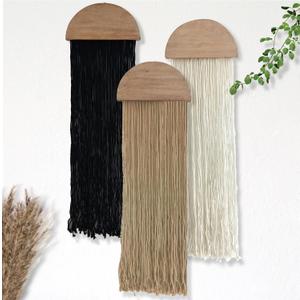 Induslyfe Macrame Wall Hanging 3 pcs Tapestry Woven Boho Home Chic Wall decor Bohemian Geometric Art Decor Bedroom Nursery Apartment Dorm Decoration Minimalistic Neutral Beige Black gift Birthday Xmas