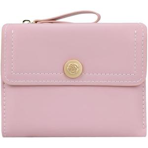 Farcauo Small Minimalist Cute Pink Wallet for Women and Ladies Cute Thin Mini Wallet with ID Window Kawaii Design Compact and Stylish for Ladies Set of 2