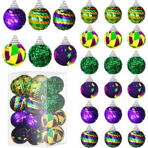 Lenwen 24 Pcs Christmas Tree Balls Ornaments Black and White Christmas Ornaments Buffalo Plaid Christmas Tree Decorations for Xmas Party Tree Decor