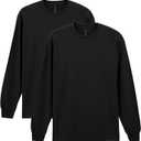 Gildan Youth Ultra Cotton Long Sleeve T-Shirt, Style G2400B, 2-Pack (Medium, Black)