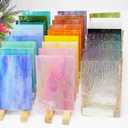 Lanyani 26 Sheets Sparkly Iridescent Stained Glass Sheets Variety Assortment Pack, Opaque Shimmery Art Glass Sheets for Mosaic DIY Glass Crafts, 4x6 inches