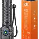 WdtPro Metal Flahlight High Lumens, Rechargeable Flashlights 4 LEDs Waterproof, Super Bright Flash Light for Camping Hiking Outdoor Home Emergency, Camping Essentials Gear (1 Pack, Black)