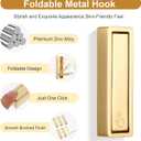 6Pcs Folding Coat Hook, Heavy Duty Wall Hooks Made of Zinc Alloy, Fold Up Hooks for Bathroom, Closet, Entryway, Pool and Kitchen, Easy Install with Screws (Gold)