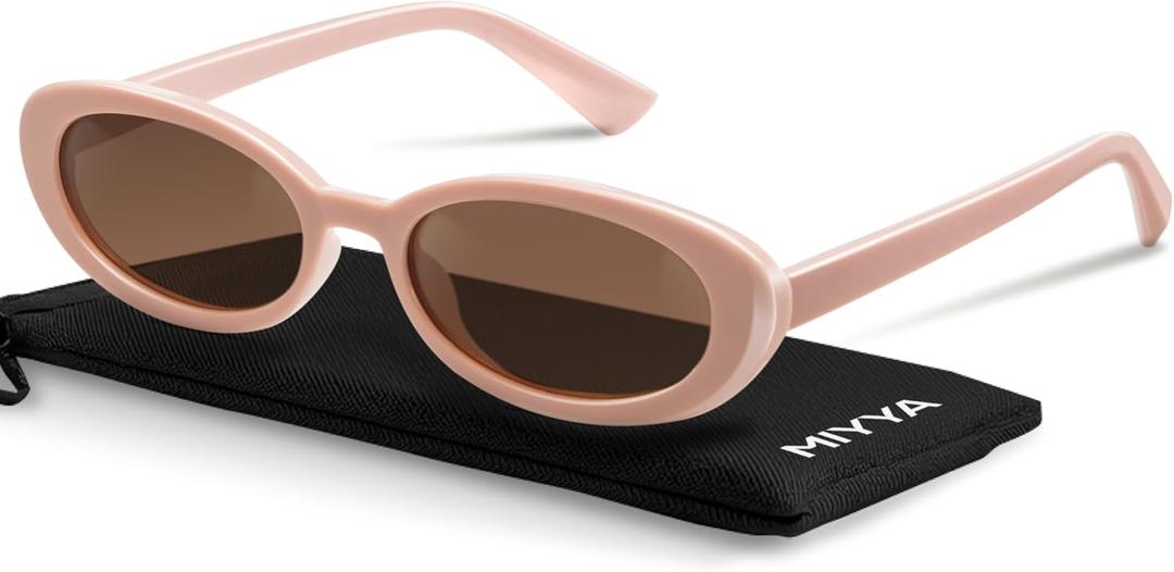 miyya Old Money Polarized Oval Sunglasses  2025 Edition, UV400 Protection, Feather-Light Fit & Trendy Colors (Pink/Brown)