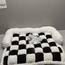 FUNNY FUZZY Pet Couch Covers for Sofa, Dog Couch Bed Washable Plush Pets Mat for Furniture Protector Cream Square Plaid Cozy Sofa Pad for Cats, Black (33.5"L x 30.5"W x 5.5"Th)