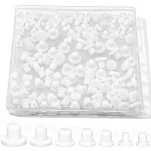 140Pcs White Rubber Plug Box, Round Hole Silicone Tool Various Sizes Rubber Plugs Round Holes, T-Type Flexible Stopper Sealing Covers for Car Wiring Furniture