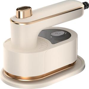 Electric Steamer for Clothes Mini Travel Iron with Steam Handheld Rotary Garment Iron Wrinkle Remover Fast Heat for T-shirt Pants Dress(Creamy-white)