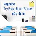 Magnetic Whiteboard Sticker - Adhesive Backing 60" x 36" Dry Erase Board for Wall Whiteboard Contact Paper for Office Home Include Starter Kit