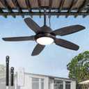 Fanbulous 42 Inch Waterproof Outdoor Ceiling Fan with Lights and Remote,IP65 Hanging Gazebo Fan with 3CCT 6-Speed DC Motor,Black Wet Rated Plug in Ceiling Fan with Cord for Patios Porch Pergola