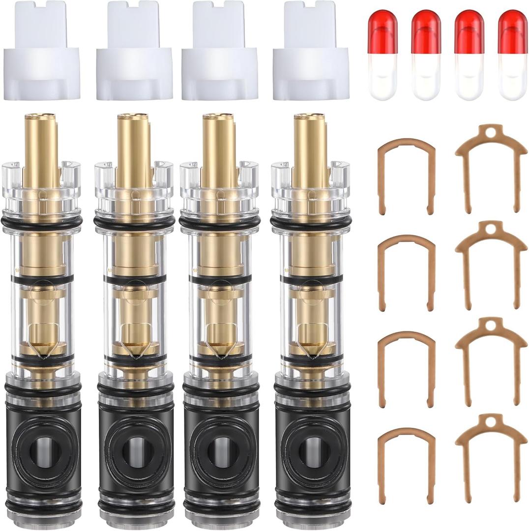 Enhon 4 Pack Dual Seal Cartridge Replacement Compatible with Moen 1225 1225B, One Handle Lavatory and Bathroom Faucet Cartridge Fits Single Handle Faucet/Showers, Brass