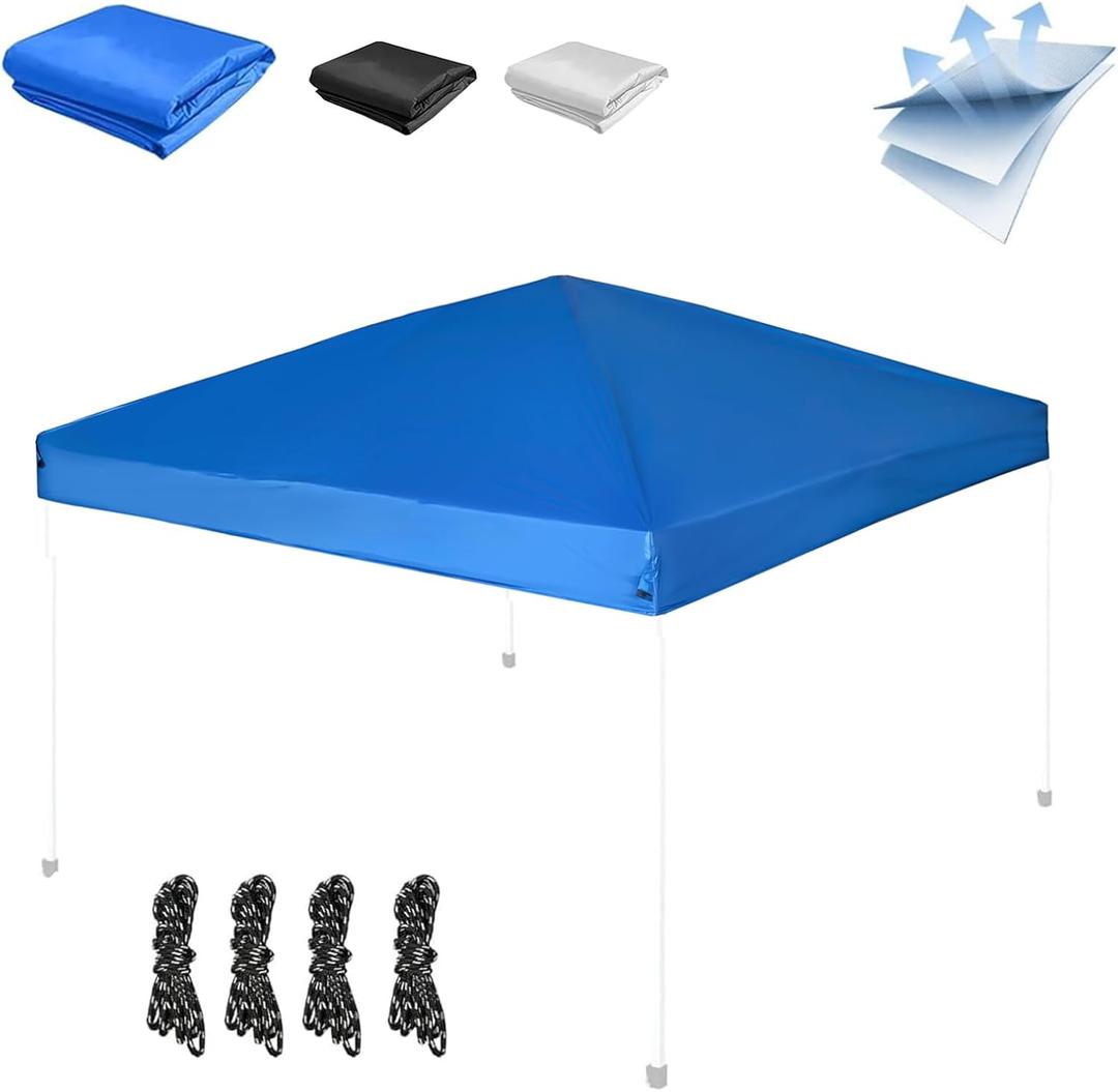 Straight Leg 10x10 Canopy Replacement Top, Pop-up Canopy Tent Replacement Cover, Waterproof Instant Canopy Top Cover with Rope for Garden, Picnic, Camping(Blue)