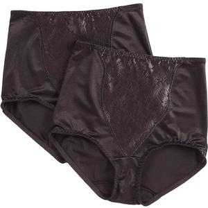 Bali Womens Shapewear Double Support Light Control Brief with Lace Fajas 2-Pack DFX372 (XX-Large, Black/Black)