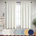 Sheer Curtains 54 Inch Length, Light Filtering Rod Pocket Muslin Natural Linen Curtain 54 Inches Long for Master Bedroom Sunroom Farm House Kitchen 2 Panels Set, Cream