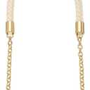 uxcell PU Leather Chain Purse Strap, 24.4 Inch Braided Purse Handle Replacement for Handbags Underarm Bag Tote (Beige, Light Gold Buckle)