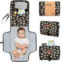 KeaBabies Portable Diaper Changing Pad - Large Waterproof Baby Changing Mat, Compact Travel Diaper Clutch, Functional Pockets Fit Newborn Essentials, Wipeable & Padded Baby Changer (Dino Ridge)