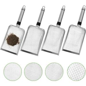 4 Pcs Gardening Soil Sifter, 5" W-Shape Garden Sieve Sifter with Handle (2/2.8/3.8/5 mm Mesh), Portable Gardening Sifter for Gradening Sand Soil Dirt Compost
