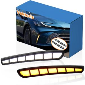 LED Front Bumper Fog Light for Toyota Camry LE XLE 2025 Fog Lamp, LH+RH Driving Light with White Daytime Running Light DRL & Amber Sequential Turn Signal