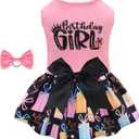 CuteBone Birthday Dog Dresses Velvet Holiday Small Dogs Clothes Onesie Pet Apparel Girl Puppy Skirt with Bow Hair Rope CVA48XXS-D