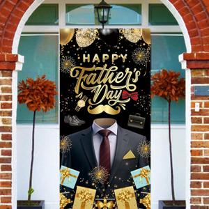 LeDuo Happy Father's Day Party Decorations Door Cover, Large Fabric Party Banner for Happy Fathers Day Themed Party Supplies, Father's Birthday Party Decoration Door for Dad's Day Front Door Decor