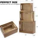 Nesting Wood Storage Crates (Set of 3) - Light Natural Acacia Wood Stackable Wooden Boxes for Storage & Organization - Decorative Wooden Basket Set for Fruits, Shelving & Home Decor
