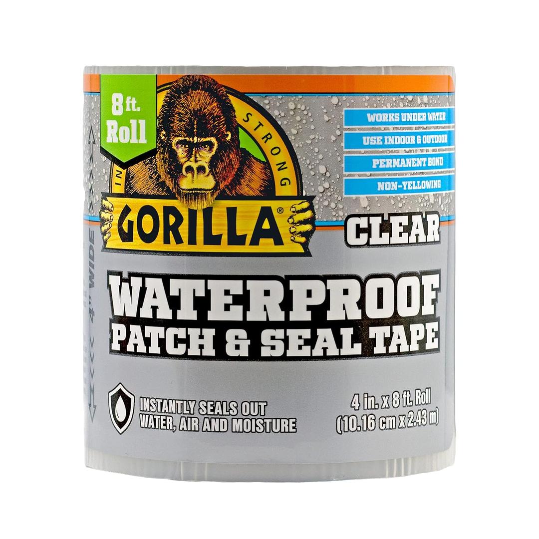 Gorilla Waterproof Patch & Seal Tape, Clear Tape, 4" x 8' (Pack of 1) - Permanent Weather Resistant Seal for Leaks and Repairs Gorilla Waterproof Patch & Seal Tape, Clear Tape, 4" x 8' (Pack of 1) - Permanent Weather Resistant Seal for Leaks and Repairs