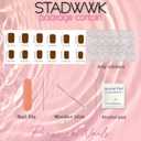 Cat Eye Press on Nails Medium Square Fake Nails with Colorful Gradient Designs Cute Nails Press ons Glossy Pink Acrylic Green False Yellow Stick on Nails for Women 24Pcs