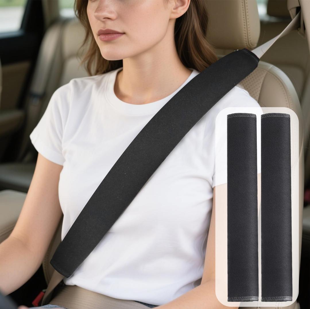 2025 Upgraded Extra Long Car Seat Belt Cover, 2Pack 19.7in Seat Belt Cover Pad for Ultimate Comfort Driving Experience, Soft Shoulder Pad Protector Car Interior Accessories for All Vehicles - Black