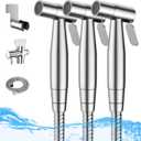 Arofa Handheld Bidet Sprayer for Toilet - 3 Pack Bidets Faucet for Existing Toilets Cloth Diaper Jet Sprayer, Stainless Steel Muslim Shower with Bidet Hose for Feminine Wash (Brushed Nickel)