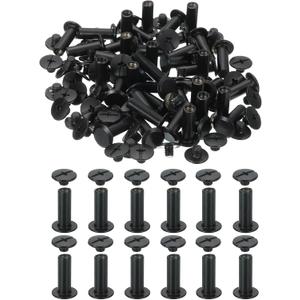 PATIKIL 18mm Chicago Screws Leather Rivets, 60 Set Leather Rivets Nail Stud Screws Bolt Assorted Kit for DIY Leather Craft Bookbinding Decorate Repair Belt Bag Clothing, Black