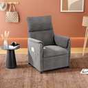 Recliner ChairElectric Adjustable Flannelette Recliner with Remote Control and Padded Backrest,Home Theater Recliner Single Sofa Seat with Thick Seat Cushion for Living Room Bedroom (Grey)