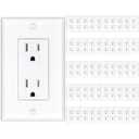 Amico 50 Pack Wall Outlet, 15 Amp Outlets, UL Listed, Tamper Resistant Standard Electrical Outlet, Decorator Receptacle with Wall Plate, Suitable for Home and Business, 125V/1875W, White