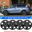 Wheel Skins Compatible with Toyota RAV4 2006-2012 17-inch Wheel Covers Set of 4pcs (Glossy Black)