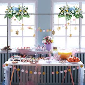 1 Set of Elegant Black Stainless Steel Adjustable Table Arch Frame with Clips 