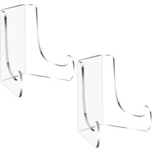 2 Pcs Acrylic Easel Display Stand, Clear Flat Plate Stand Transparent Thickened Card Display Holder for Greeting Card, Frame, Picture, Magazine, CD, Home Decor (3 x 2.6 x 2.2 Inch)