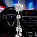 Bling Car Accessories for Women and Man, Cute Decor Women, Lucky Crystal Sun Catcher Ornament, Rear View Mirror Ball Charm (30 mm Clear) (White)