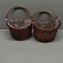 2 Pcs Woven Wicker Hanging Basket Door Hanging Basket Hanging Wicker Wall Basket with Plastic Liner Lower Plants Woven Basket for Home Garden Farmhouse, 5.9"D x 9.84"W x 6.69"H