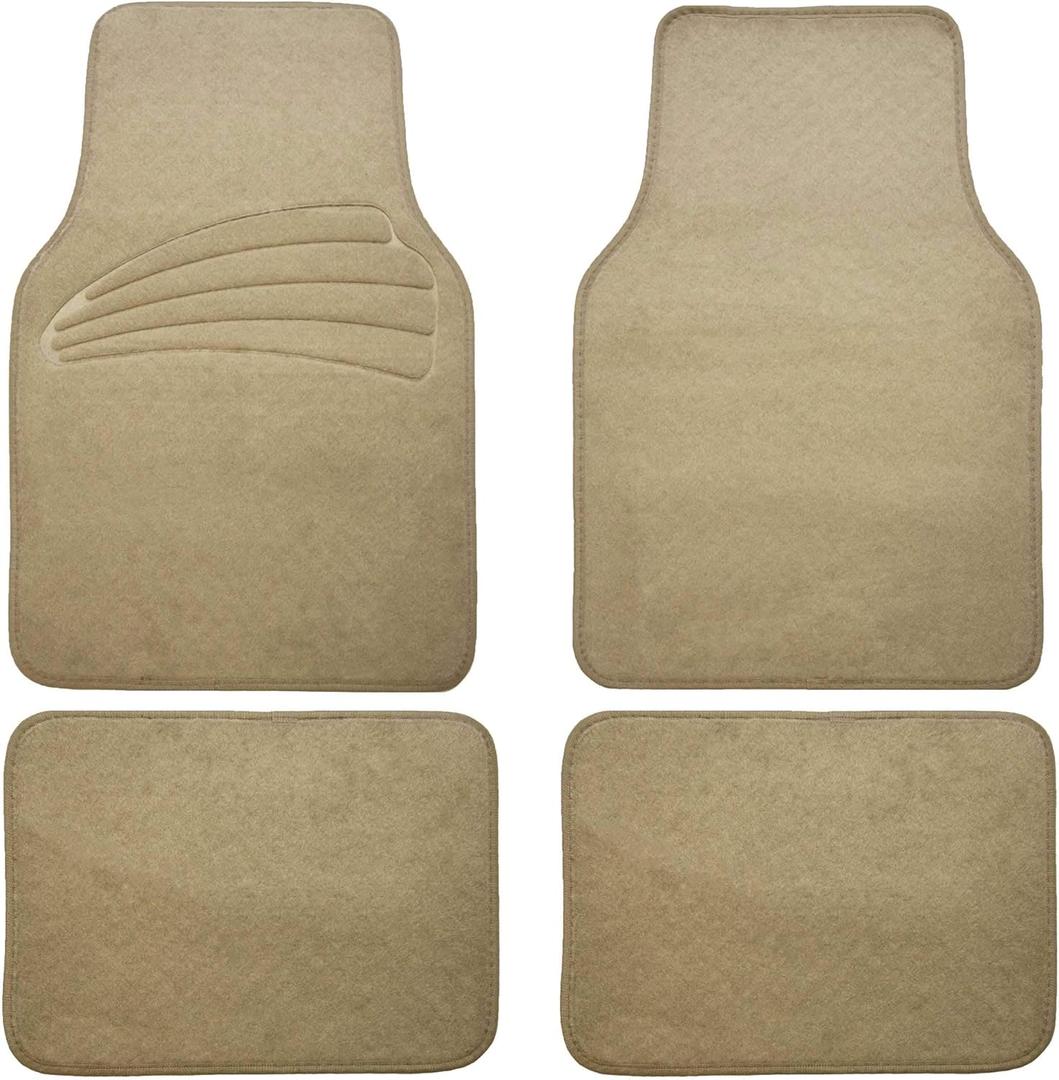 FH Group Car Floor Mats - Premium Full Set Beige Carpet Combo Small Car Seat Cover Design Floor Mats, Carpet Universal Fit Protector Mat for Most Sedan, SUV and Truck All Purpose Car Floor Mats (Floor Mat, Beige1)
