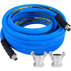 3/4 inch x 50FT Rubber Air Hose Include 2 Pcs Chicago Style connectors, Air Compressor Hose 100% Rubber, 300 PSI, 50F to 190F Degrees High Strength Polyester Braided Replacement Air Line Kit