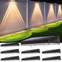 Solar Fence Lights Outdoor, 8-Pack 120LM Fence Lights Solar Powered, IP67 Waterproof Dusk to Dawn Auto On/Off 12+ Hours for Outside/Backyard/Wall/Step/Patio/Deck/Pool (Warm White & RGB 7 Colors)