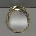 Feyarl Gold Glass Perfume Tray Mirror Vanity Jewelry Trinket Organizer Tray Ornate Cosmetic Makeup Display Geometric Shape Decorative Tray for Bathroom Home Decor Dresser Tabletop Countertop (11inch) (11" x 8.3" x 2")