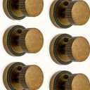 Asidrama 6 Pack Antique Brass Privacy Door Knobs with Lock, Vintage Door Handles with Antique Brass Door Knobs Interior for Bedroom or Bathroom, Heavy Duty Door Lever for Left Right Sided Doors