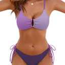 Blooming Jelly Women's Sexy 2 Piece Bikini Sets Cheeky High Cut Bathing Suit Color Block Textured U-Wire Swimsuits 2026, M